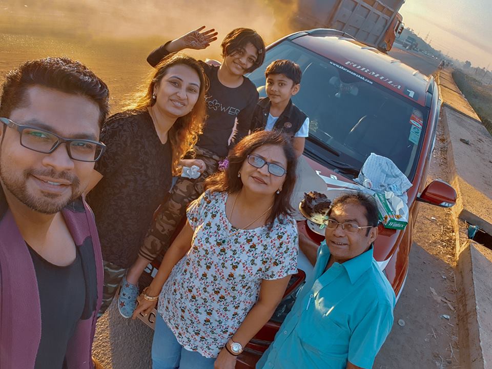 Image may contain: 6 people, including Sharanam Shah, Vaishali Sharanam Shah, Gopi Shah and Chaitanya Shah, people smiling, people standing and outdoor